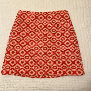 LOFT skirt | size 4 | tweed coral & cream geometric pattern